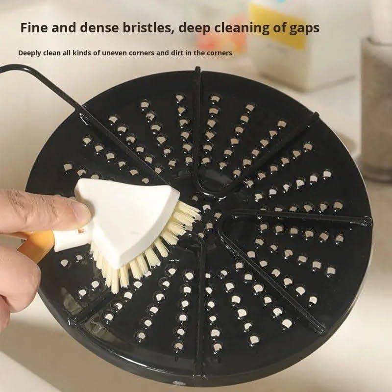 Foldable Triangular Gap Cleaning Brush with Soap Holder (Pack of 2)