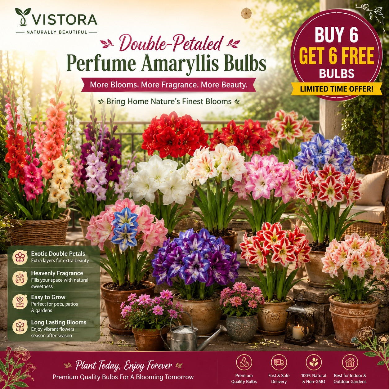 Double-Petaled Perfume Amaryllis Bulbs (Pack Of 12)